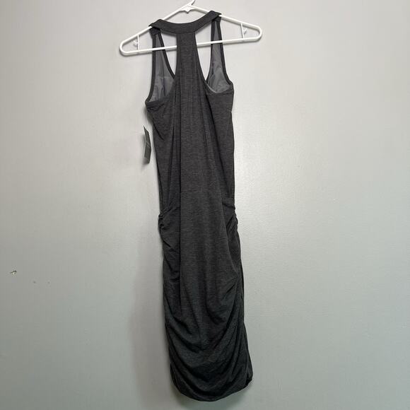 NWT Athleta racerback tank dress side ruching & padding Gray Sz M Boho Casual - Picture 11 of 12